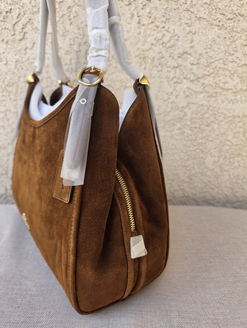 Coach Erin Suede Leather Shoulder Bag Hsndbag Gold/Warm Brown NWT - Picture 4 of 14